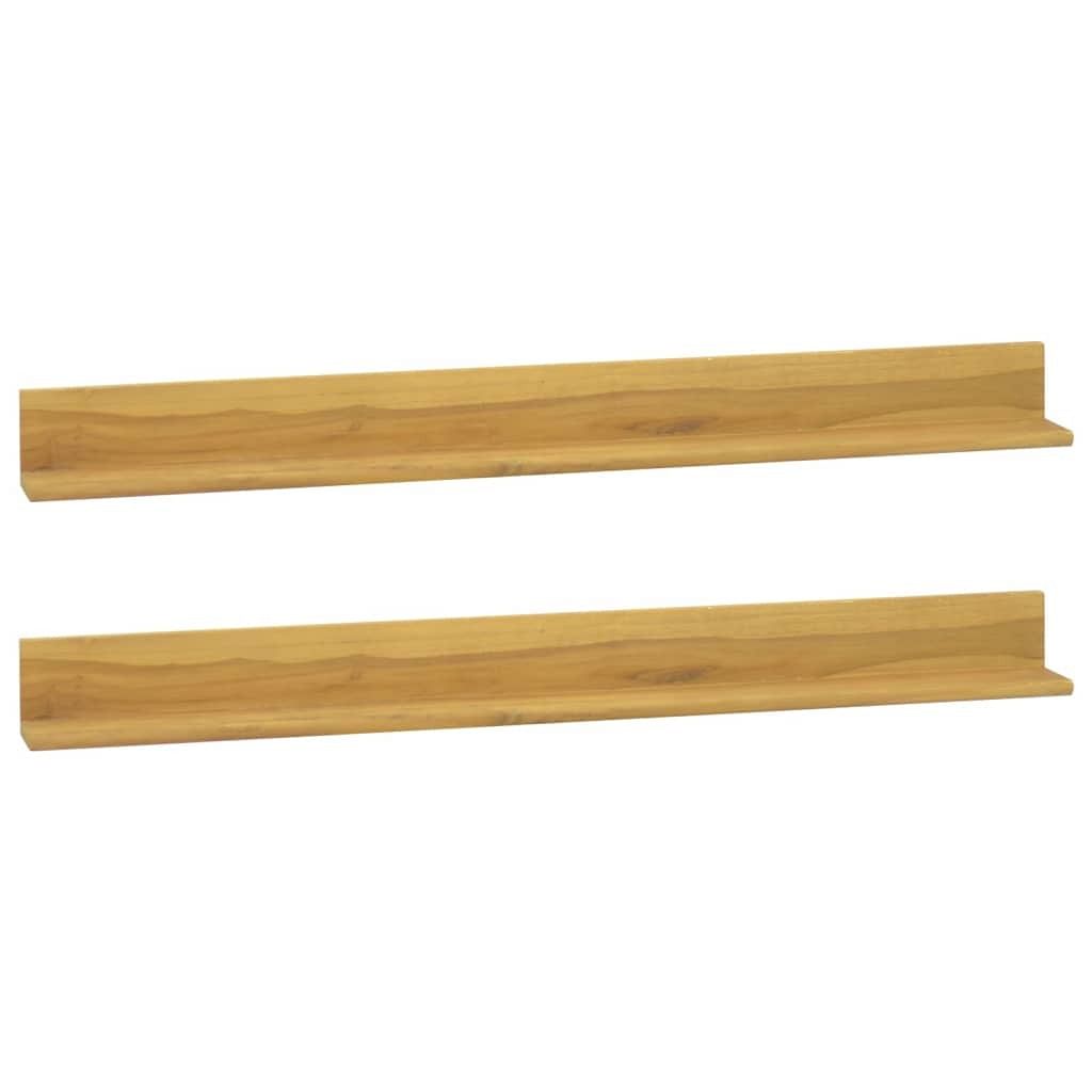 Wall shelf natural teak solid teak wood with a natural finish
