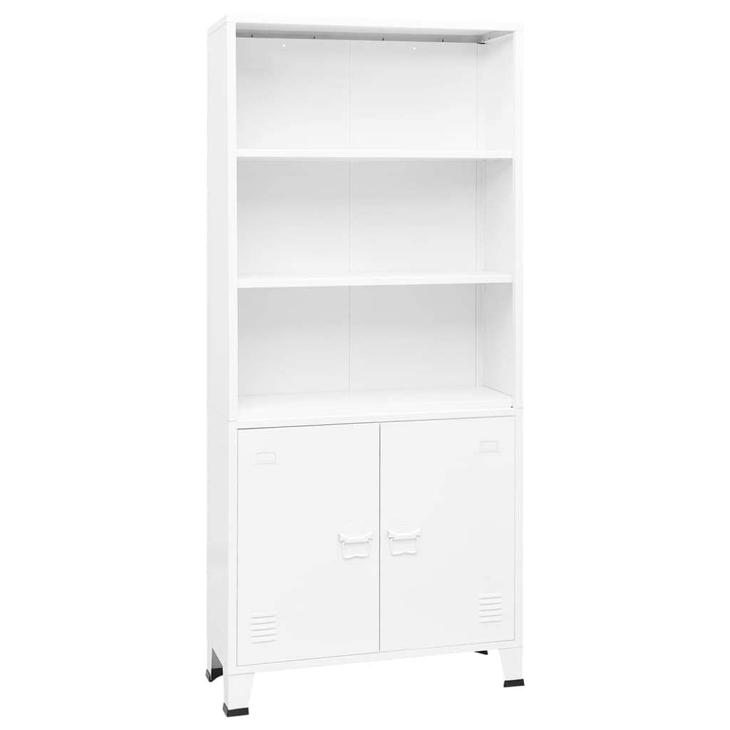 Bookshelf white steel medium bookshelf rectangular industrial