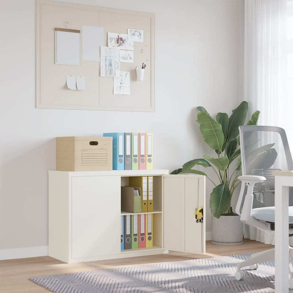 File cabinet white powder-coated steel medium file cabinet