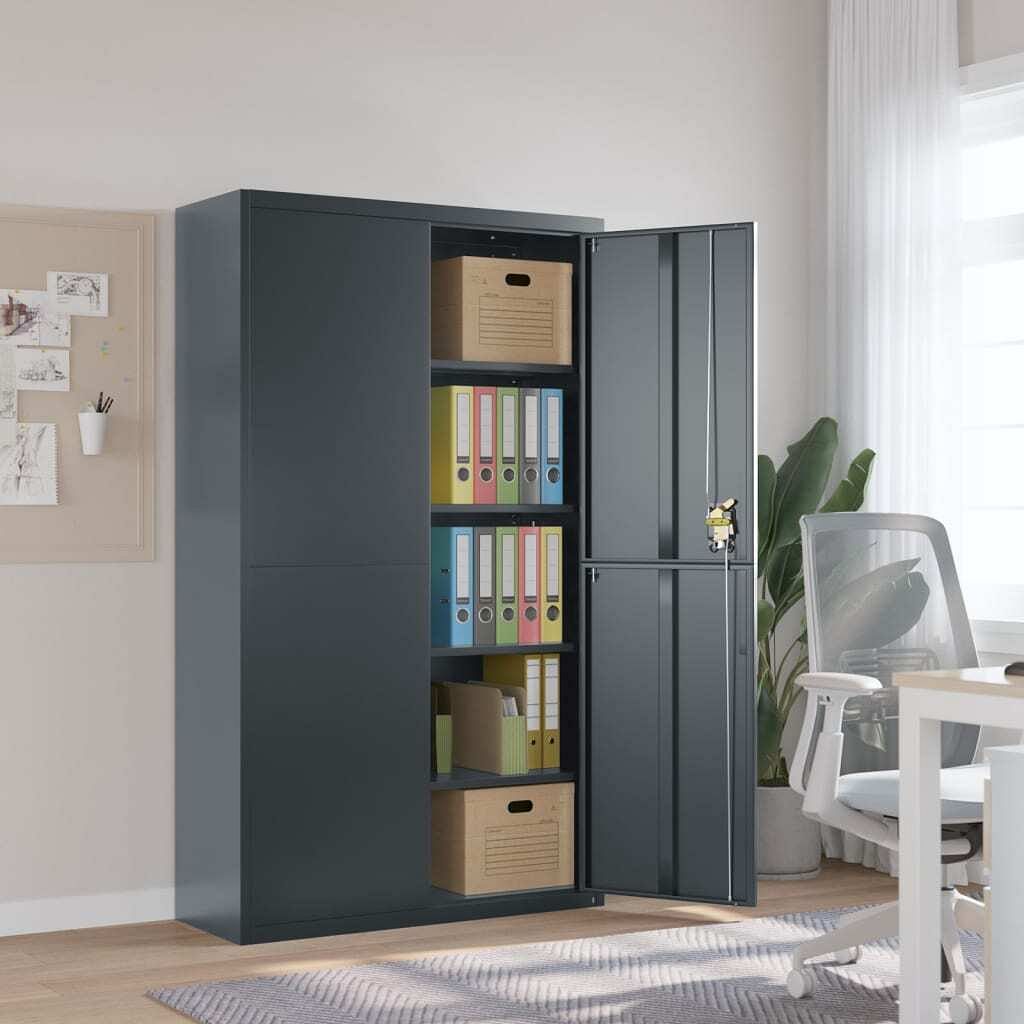 File cabinet anthracite powder-coated steel large file cabinet