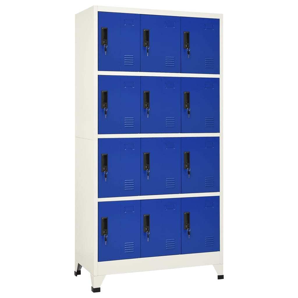 Locker cabinet grey and blue steel large modern locks