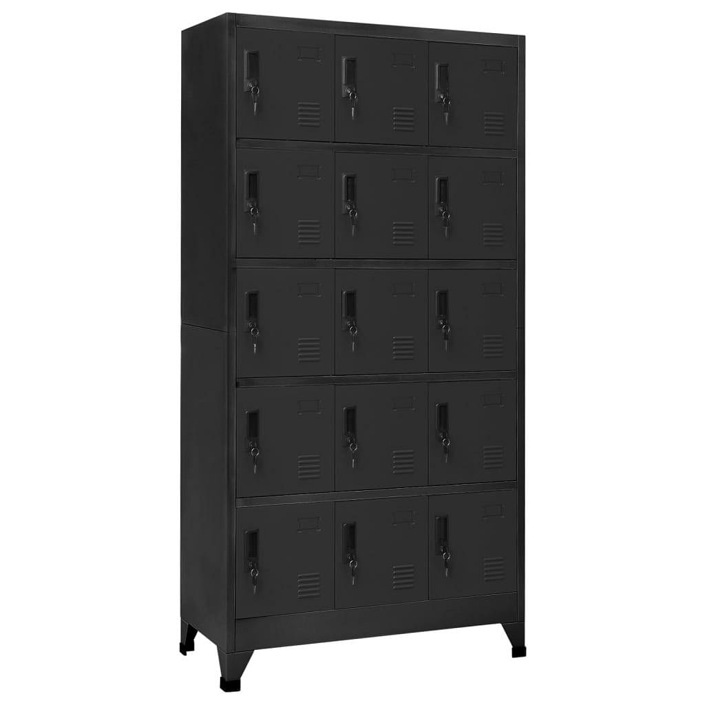 Locker cabinet anthracite steel 35.4 x 15.7 x 70.9 in