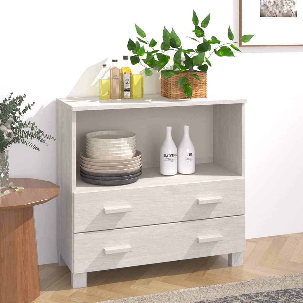 Sideboard white solid pinewood compact white sideboard