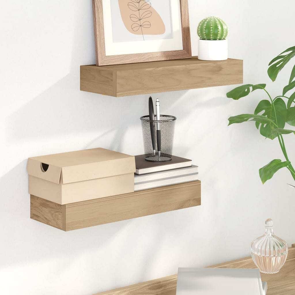 Wall shelf natural teak solid teak wood medium wall mounting