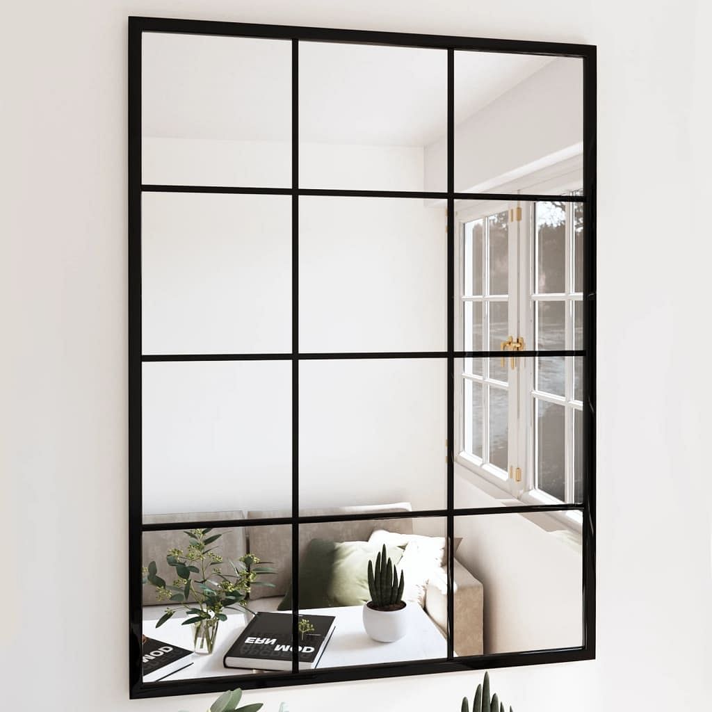 Mirror black metal, glass 31.5 x 23.6 in simple wall mirror