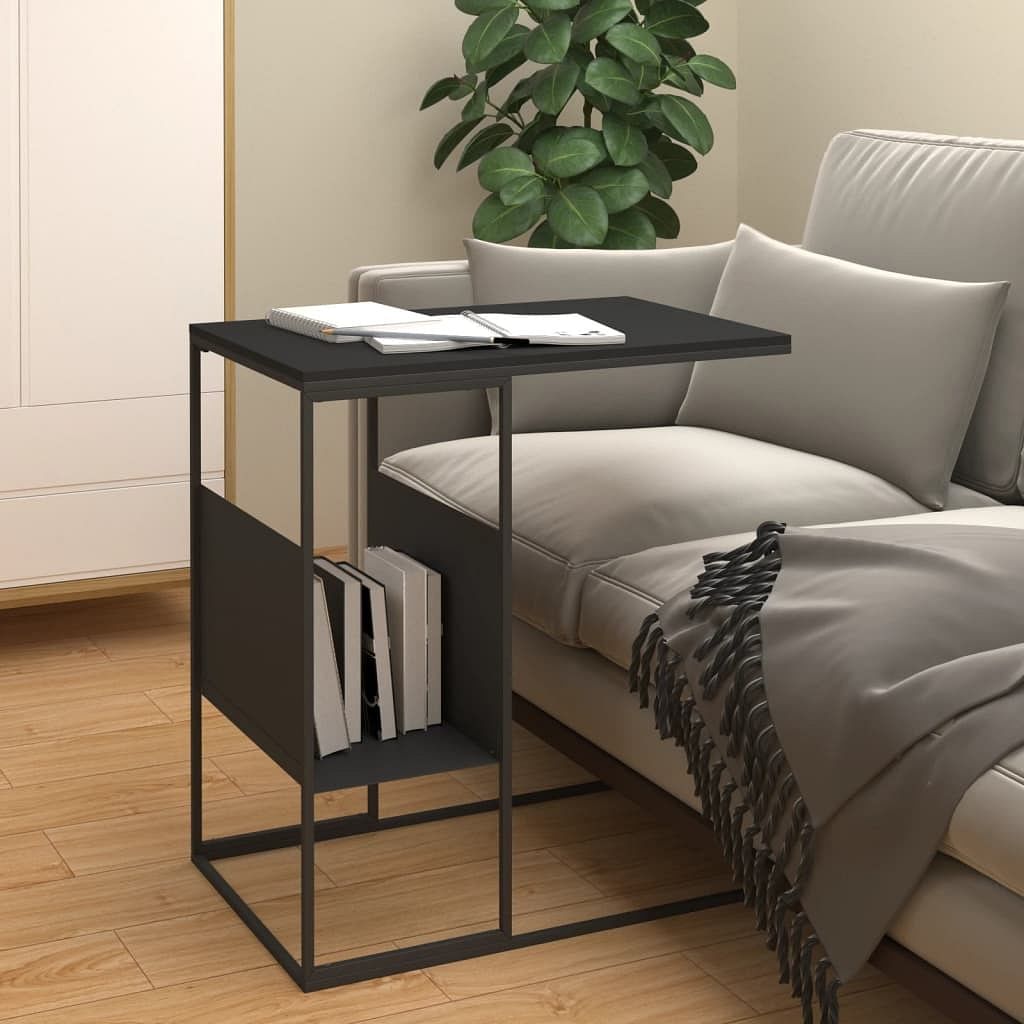 Side table black engineered wood, iron medium side table