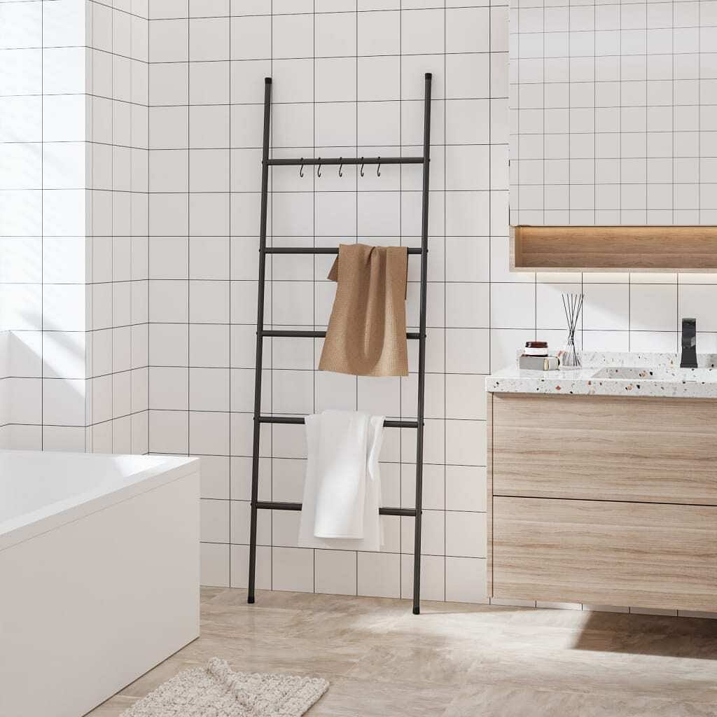 Towel rack black iron hooks towel rack rectangular modern