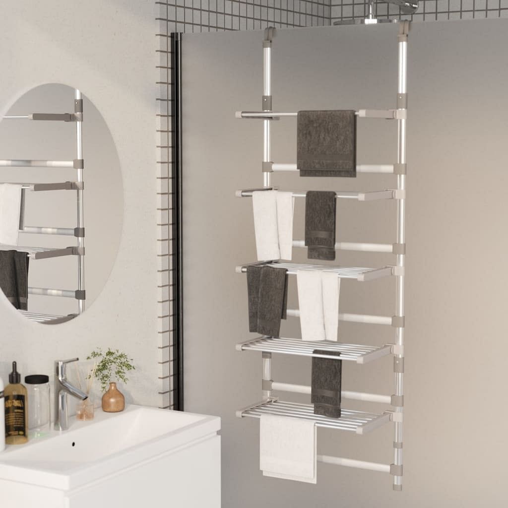 5-tier hanging laundry drying rack aluminum
