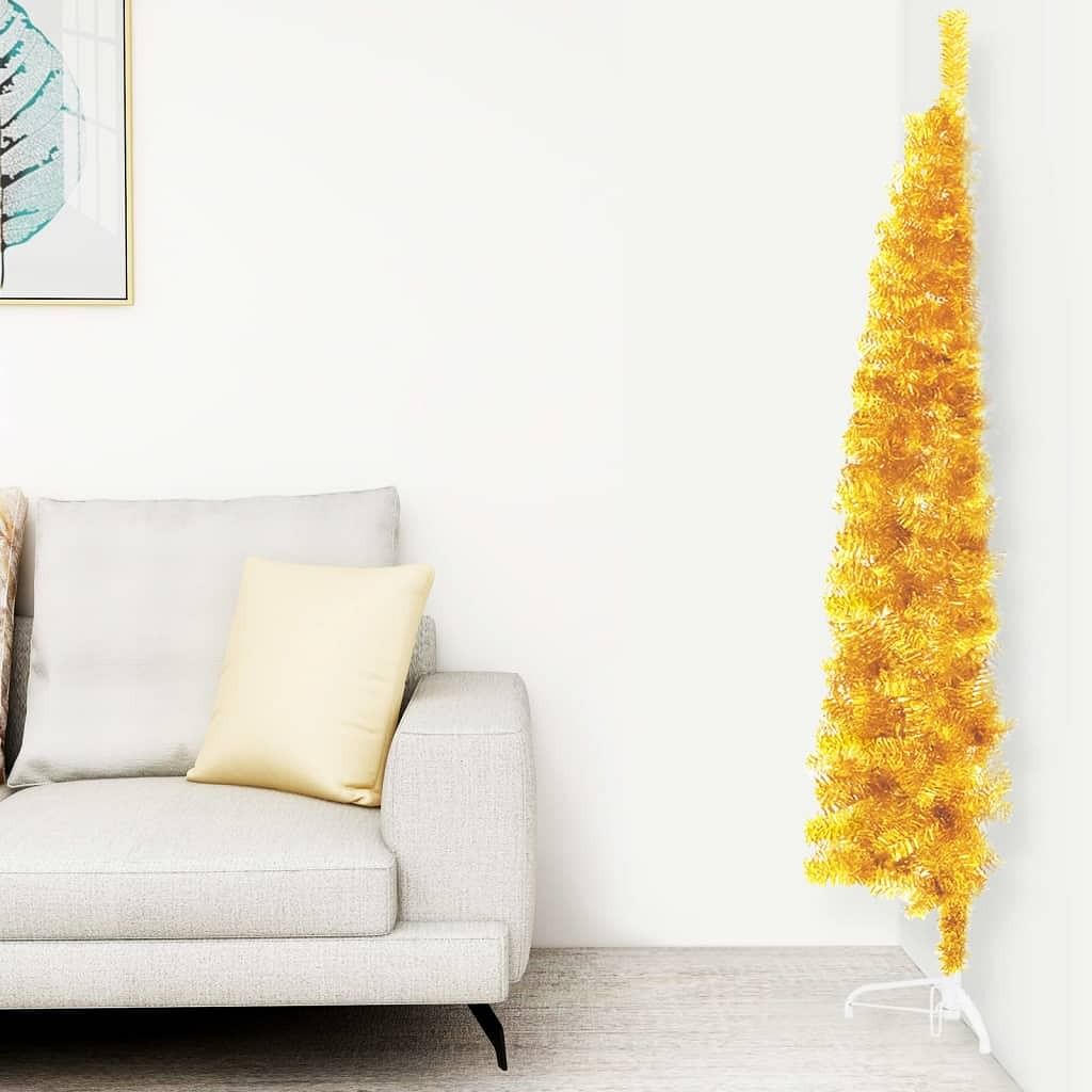 Artificial half christmas tree gold pvc, steel 47.2 in