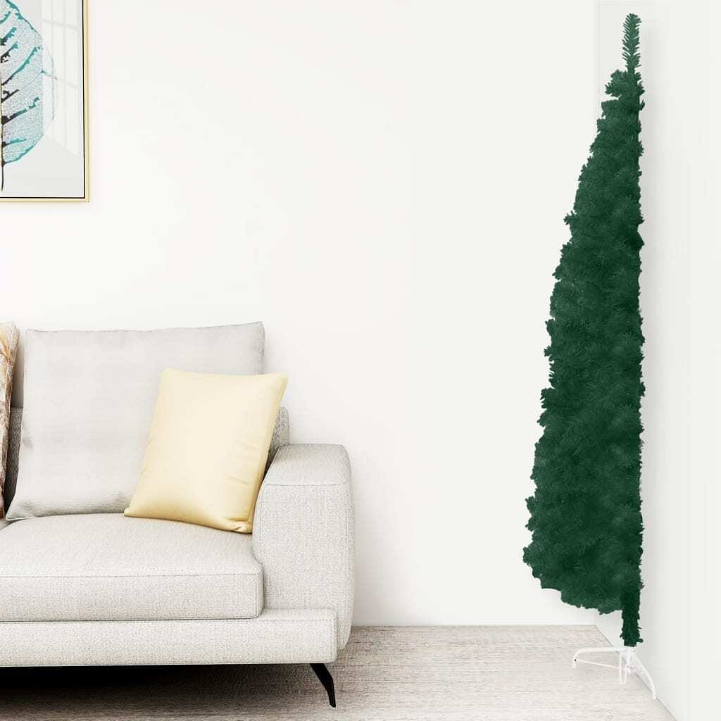 Artificial half christmas tree green pvc, steel 94.5 in