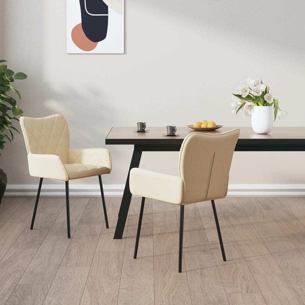 Dining chair set of 2 cream polyester, metal, plywood medium