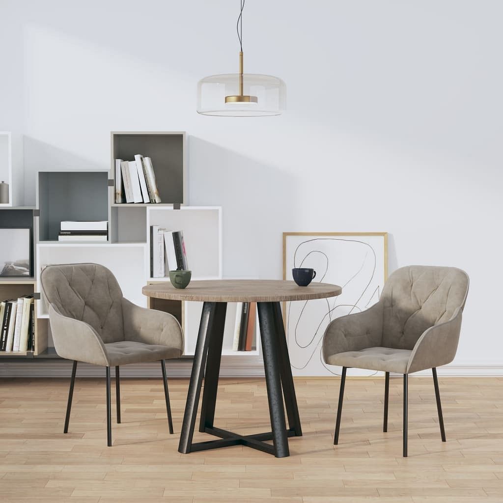 Dining chair set of 2 light grey velvet, metal, plywood