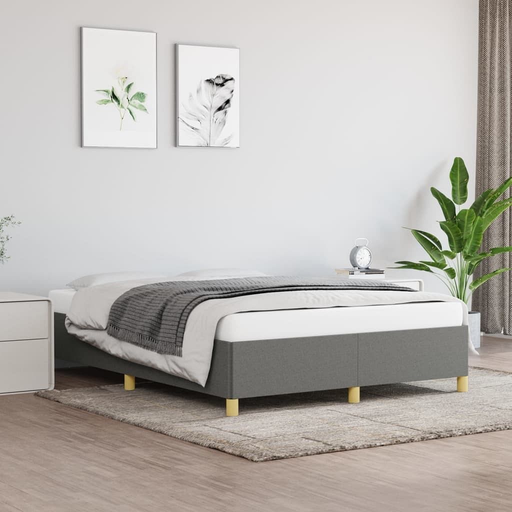 Bed frame dark gray polyester queen bed frame rectangular