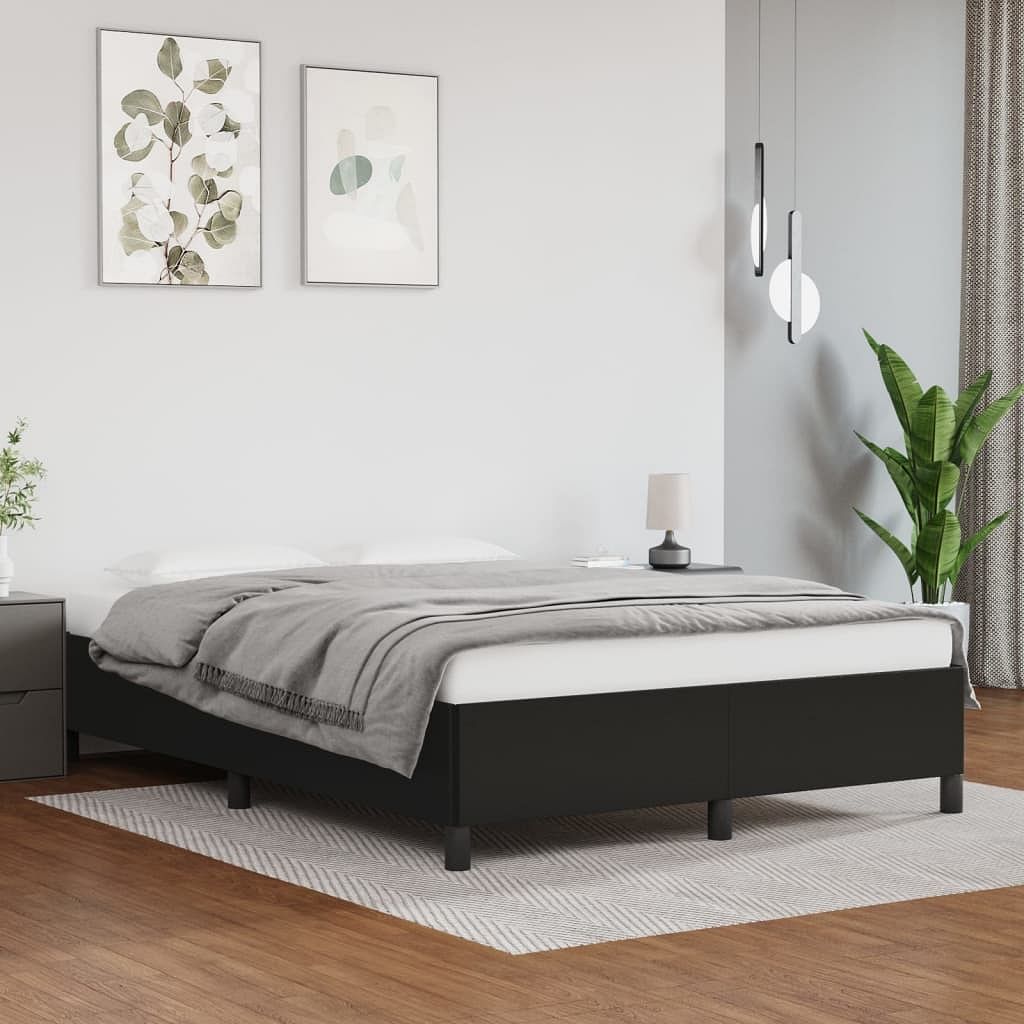 Bed frame black faux leather, plywood, engineered wood full bed
