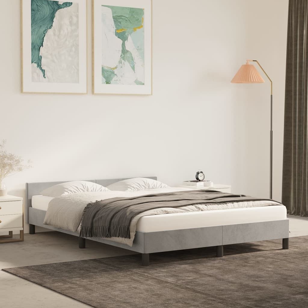 Bed frame with headboard light grey