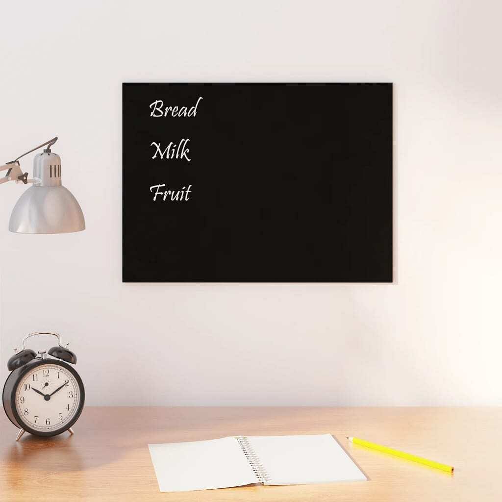 Wall-mounted magnetic board black 15.7"x11.8" tempered glass