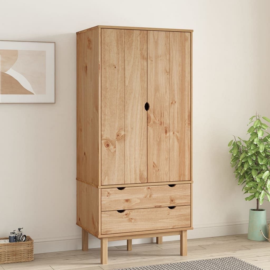 Wardrobe solid pinewood, engineered wood large wardrobe