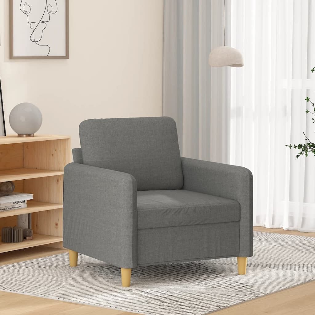 Sofa chair dark grey fabric (100% polyester), metal, plywood