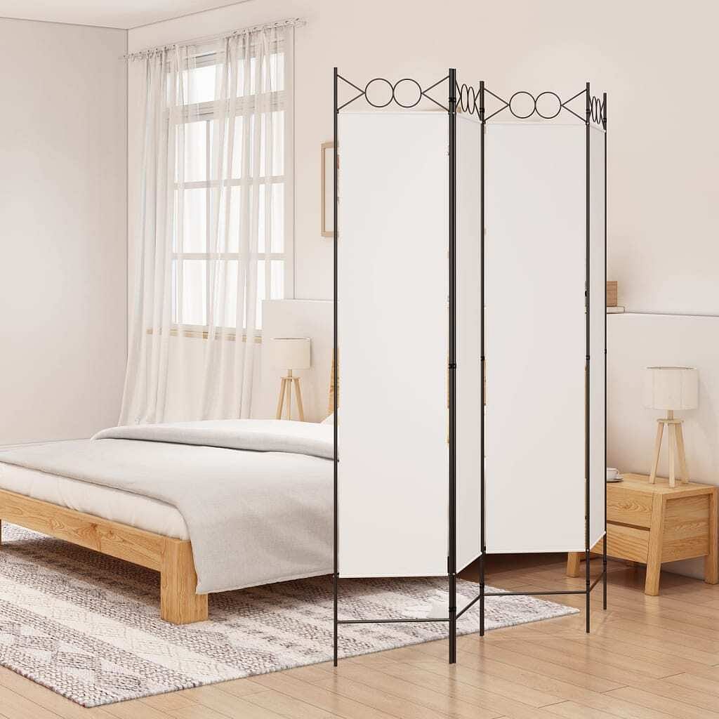 4-panel room divider white 63"x78.7" fabric