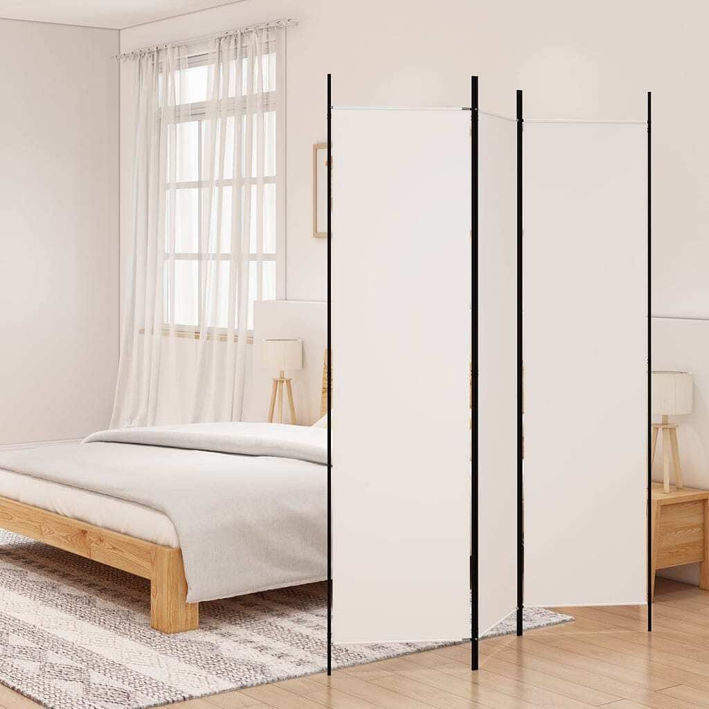 3-panel room divider white 59.1"x78.7" fabric