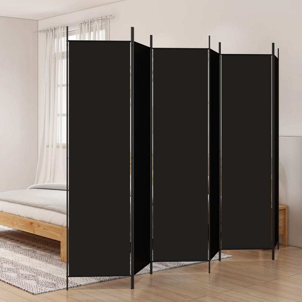 6-panel room divider black 118.1"x78.7" fabric