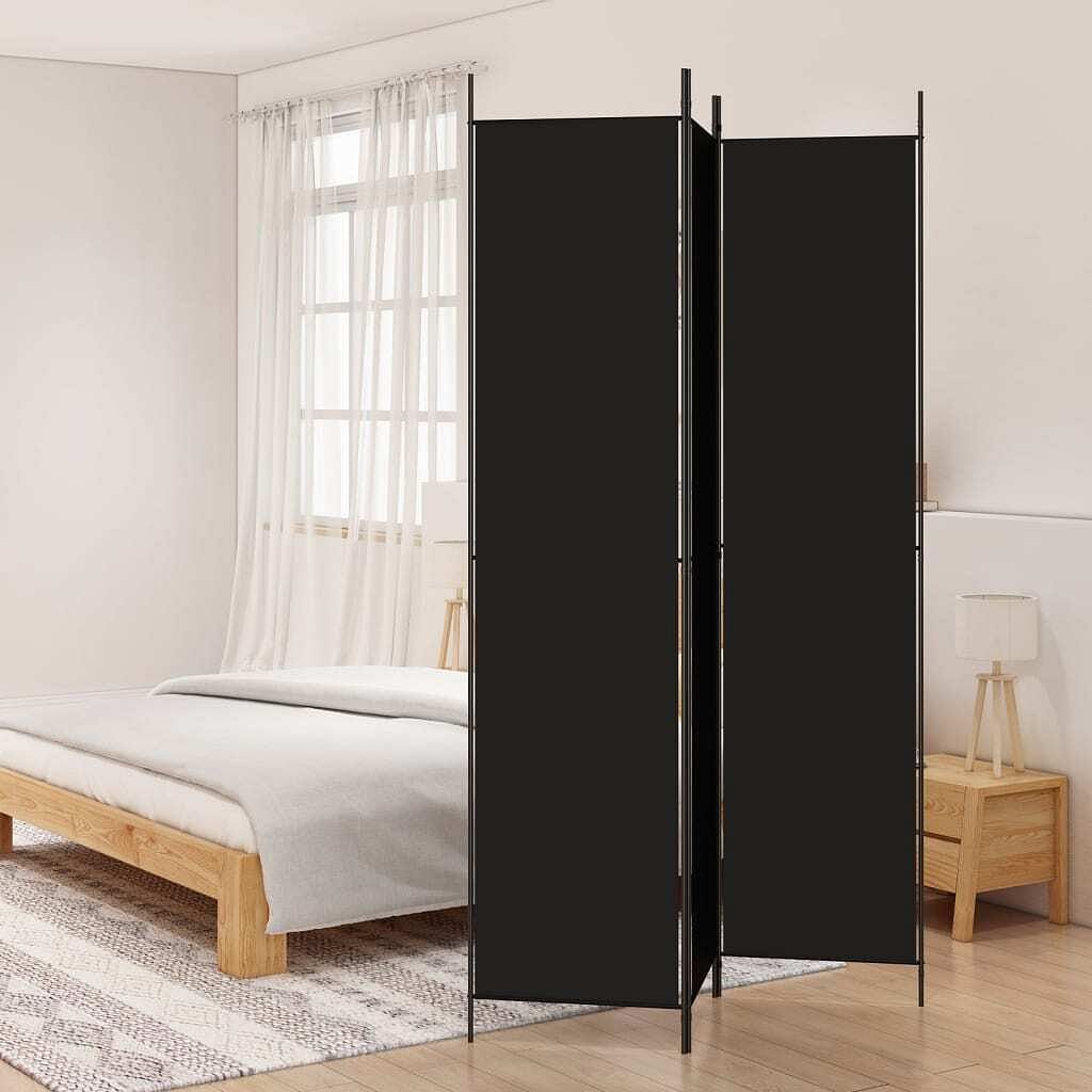 3-panel room divider black 59.1"x86.6" fabric