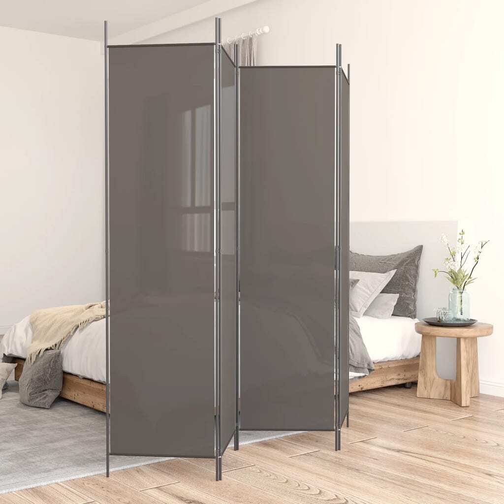 4-panel room divider anthracite 78.7"x86.6" fabric