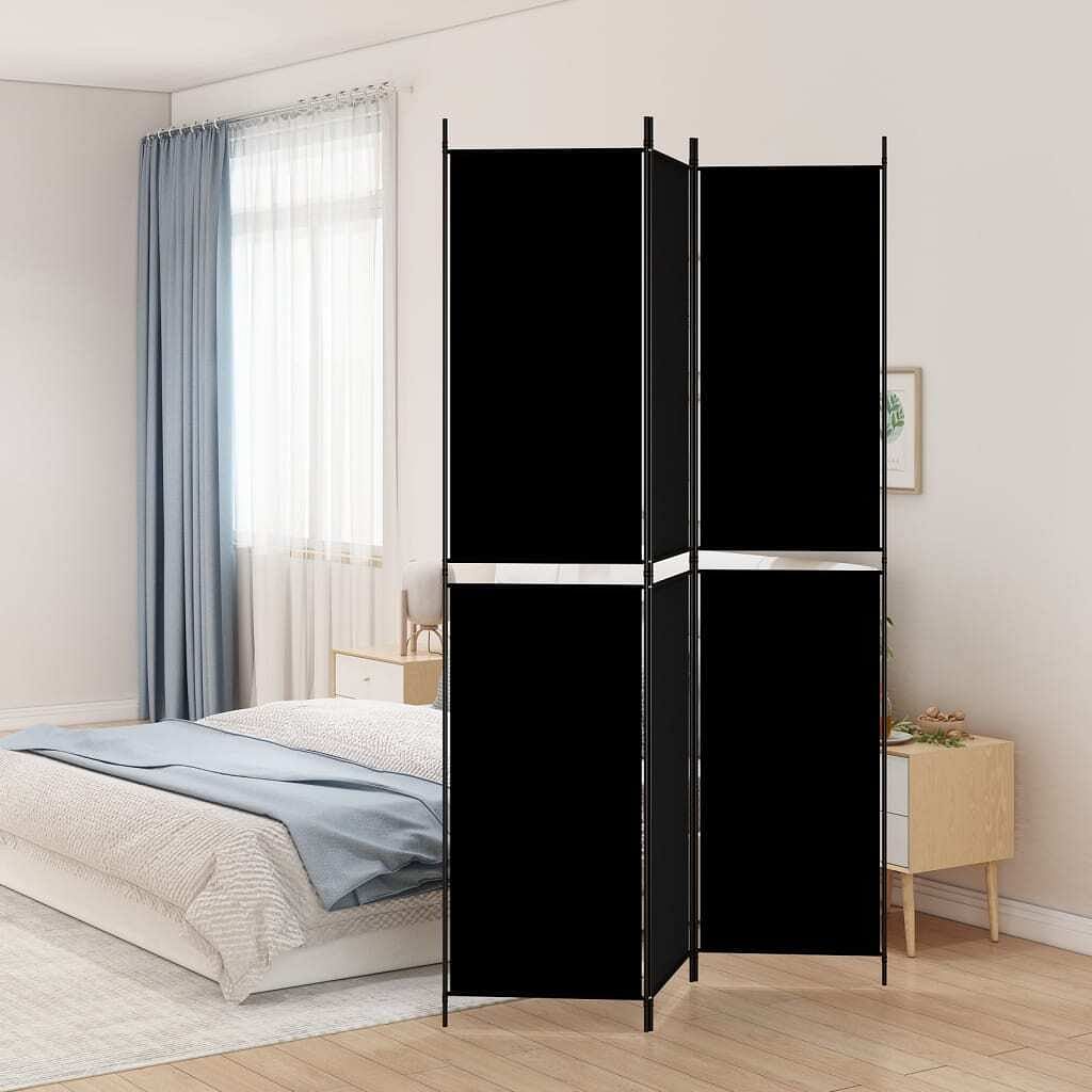 3-panel room divider black 59.1"x86.6" fabric