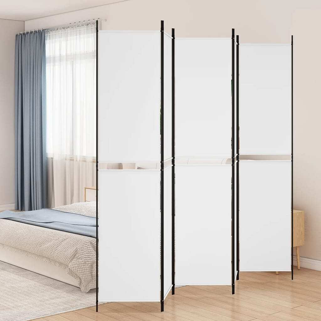 5-panel room divider white 98.4"x86.6" fabric