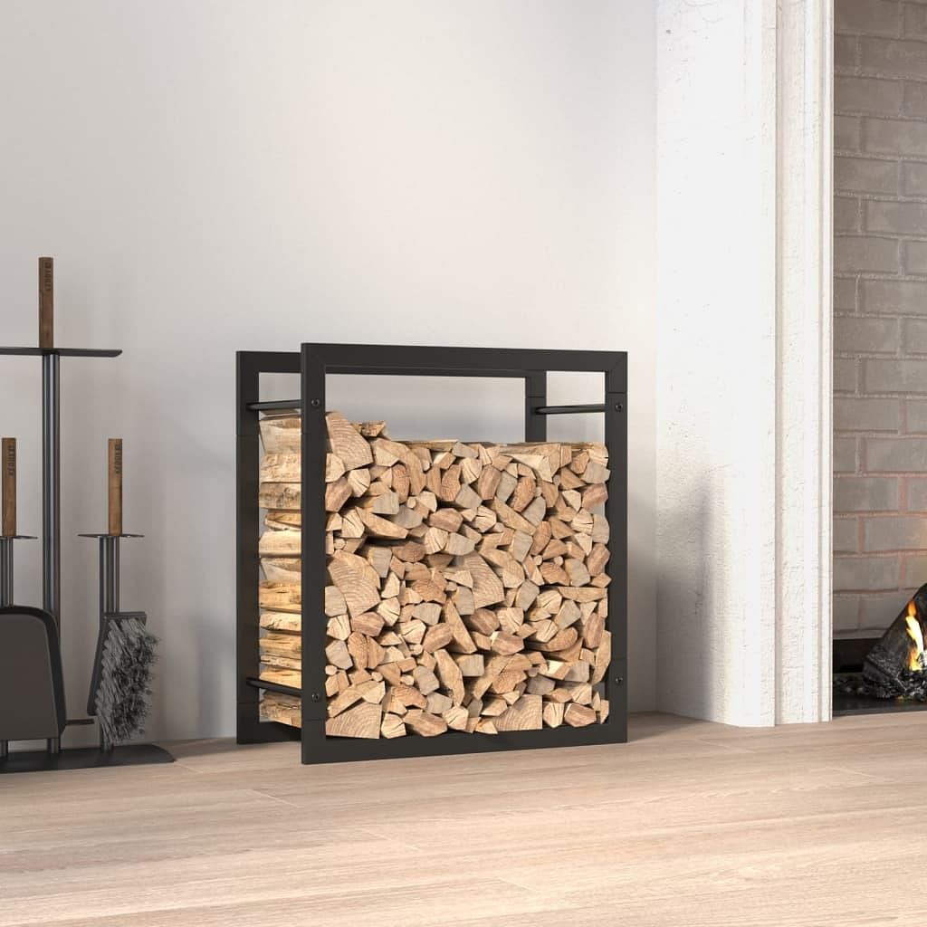 Firewood rack matt black 19.7"x11"x22" steel