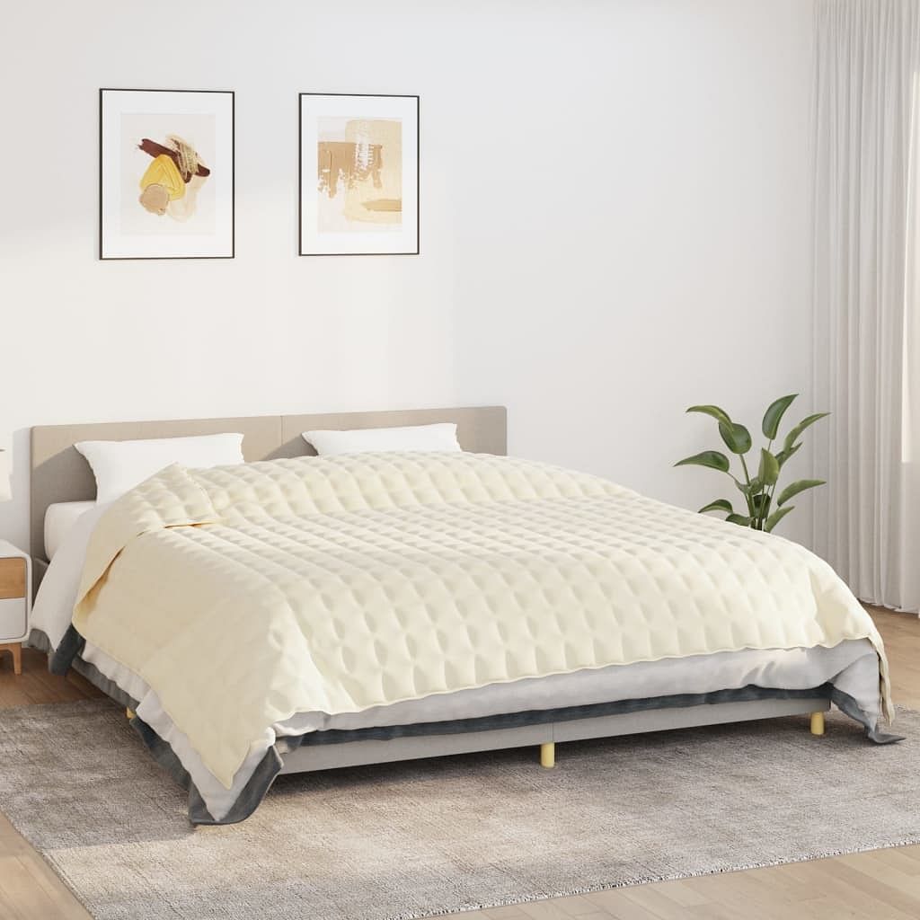 Weighted blanket light cream brushed polyester microfiber king
