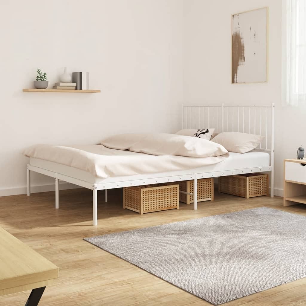 Bed frame white steel full bed frame rectangular durable