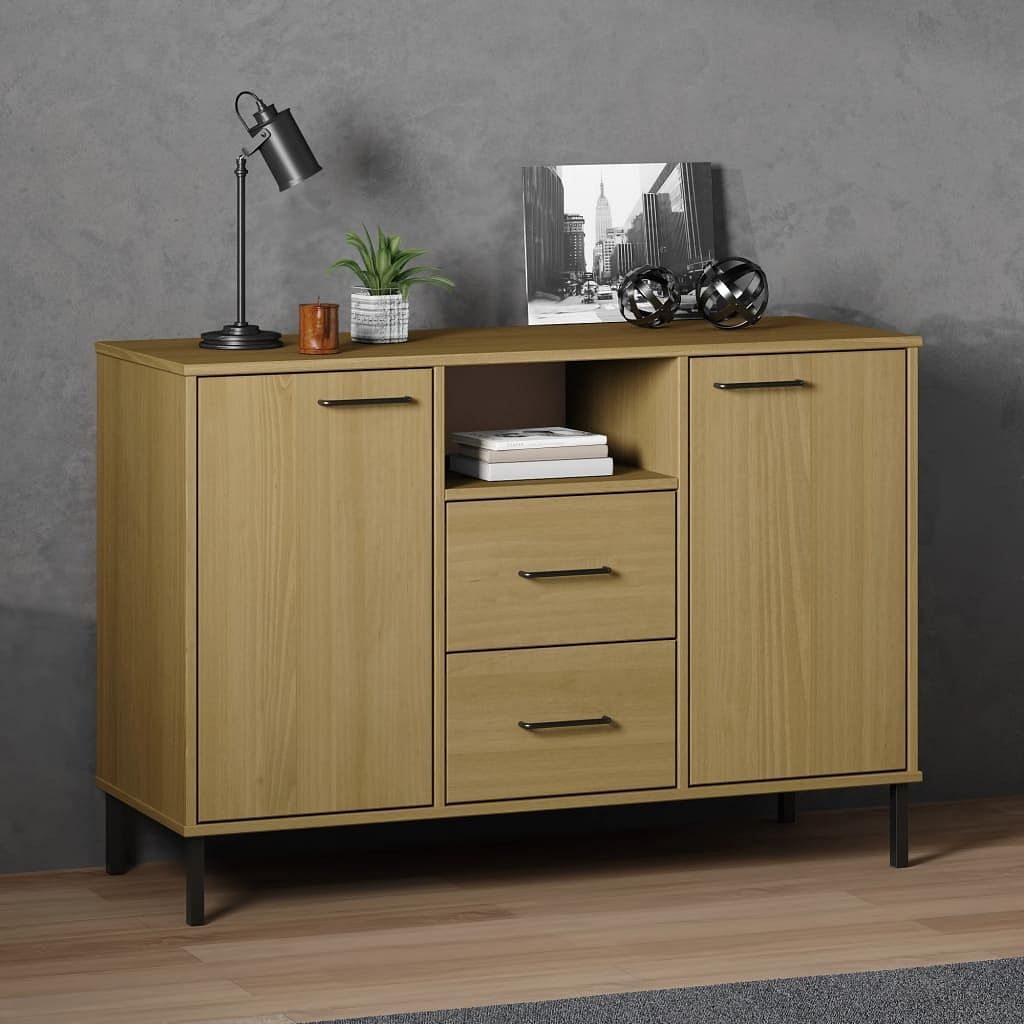 Sideboard brown solid pine wood medium sideboard rectangular