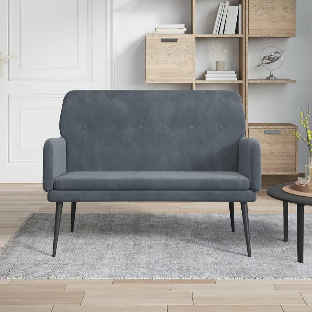 Bench dark grey velvet (100% polyester), metal, plywood