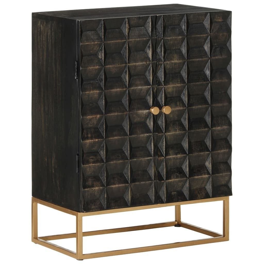 Sideboard black solid mango wood and iron medium sideboard