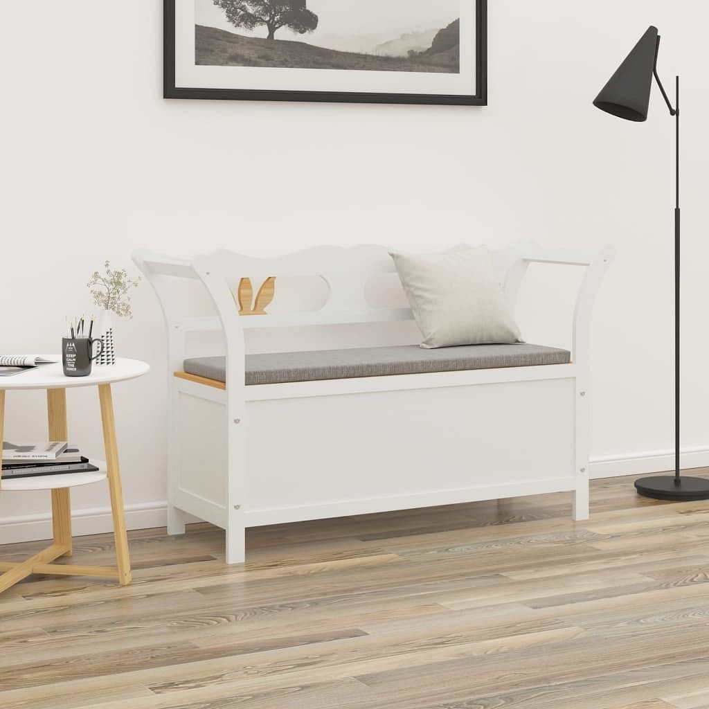 Bench white solid fir wood 42.1 x 17.7 x 29.7 in bench