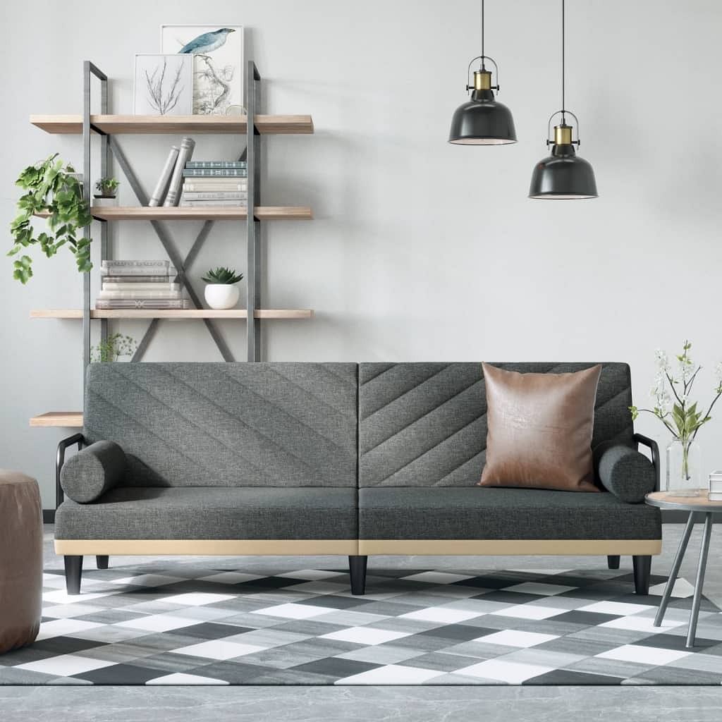 Sofa bed dark grey polyester, plywood standard