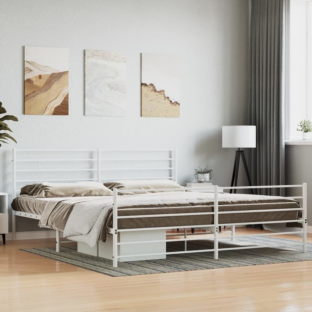 Bed frame white steel 76 x 80 in extra long bed frame