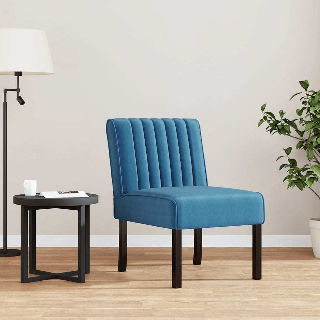 Slipper chair blue velvet, wood, plywood standard smart design