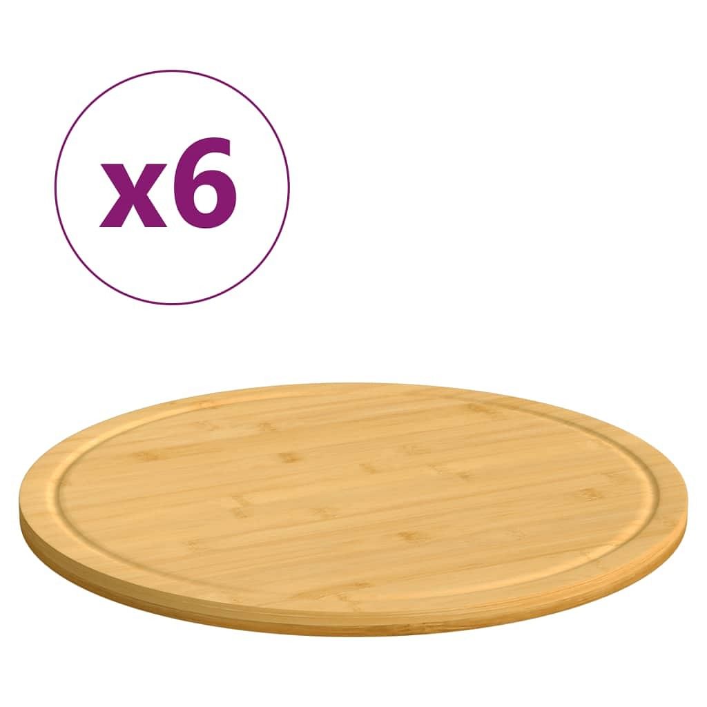 Chopping boards 6 pcs Ø15.7"x0.6" bamboo
