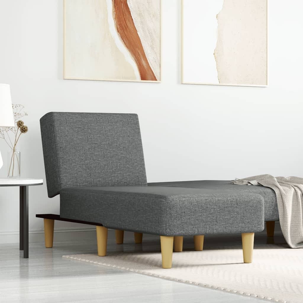 Chaise lounge dark grey polyester, plywood, foam medium