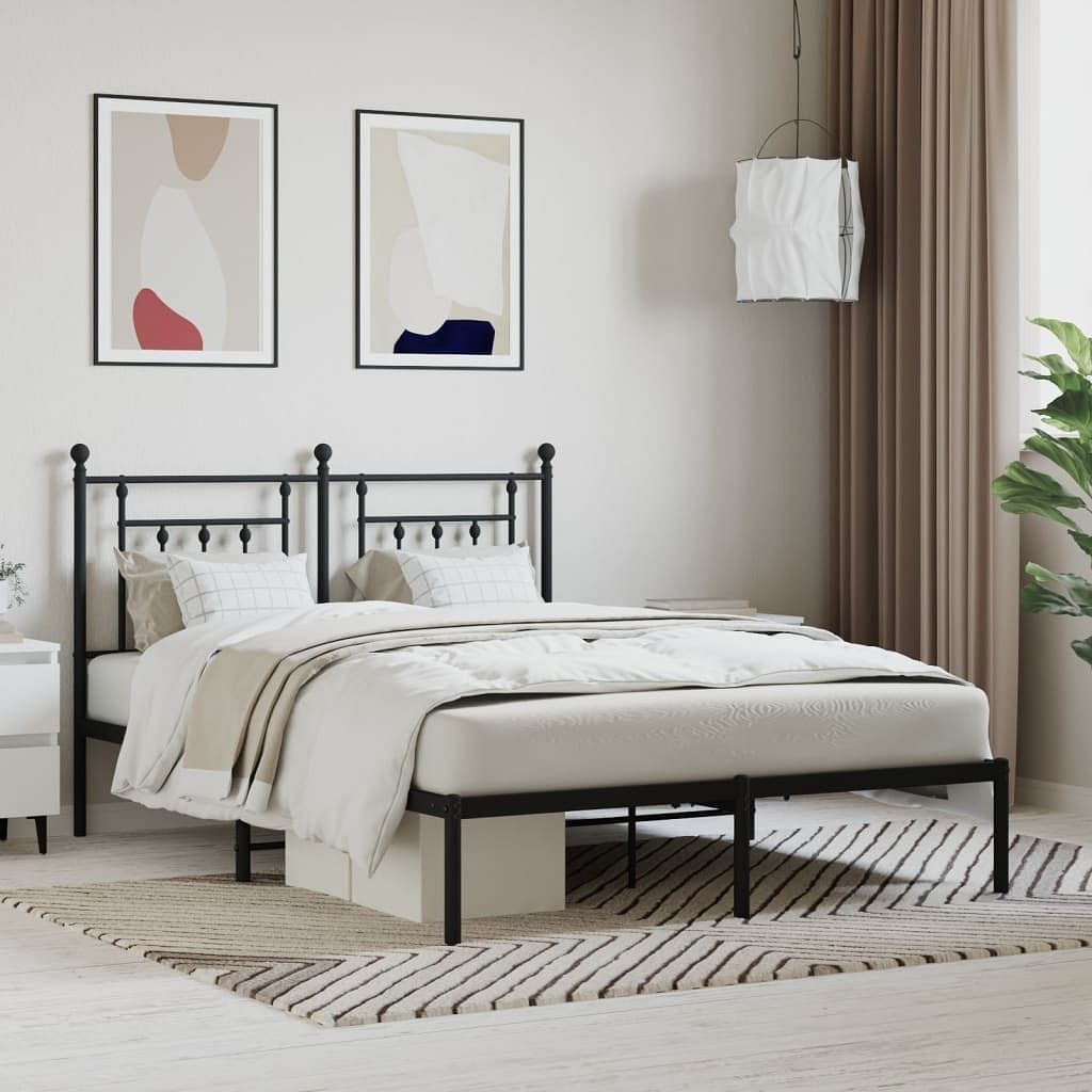 Bed frame black steel king size bed frame rectangular