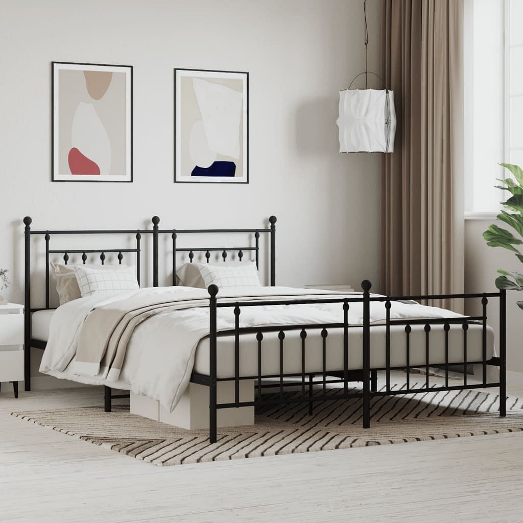 Bed frame black powder-coated steel 72 x 84 in bed frame