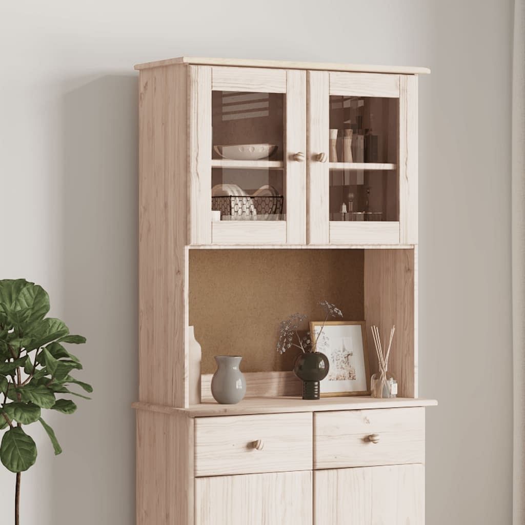Dresser top natural wood solid pine wood, glass medium