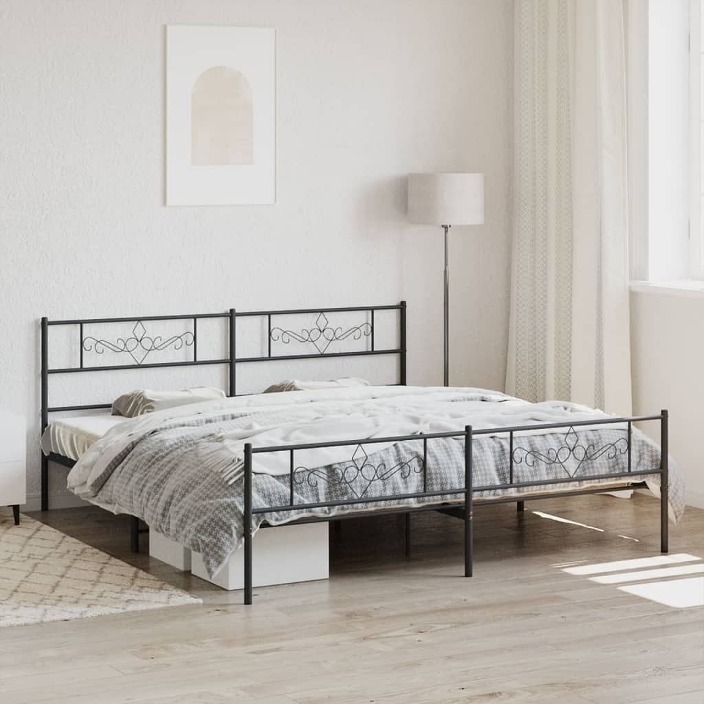 Bed frame black steel double modern bed frame rectangular