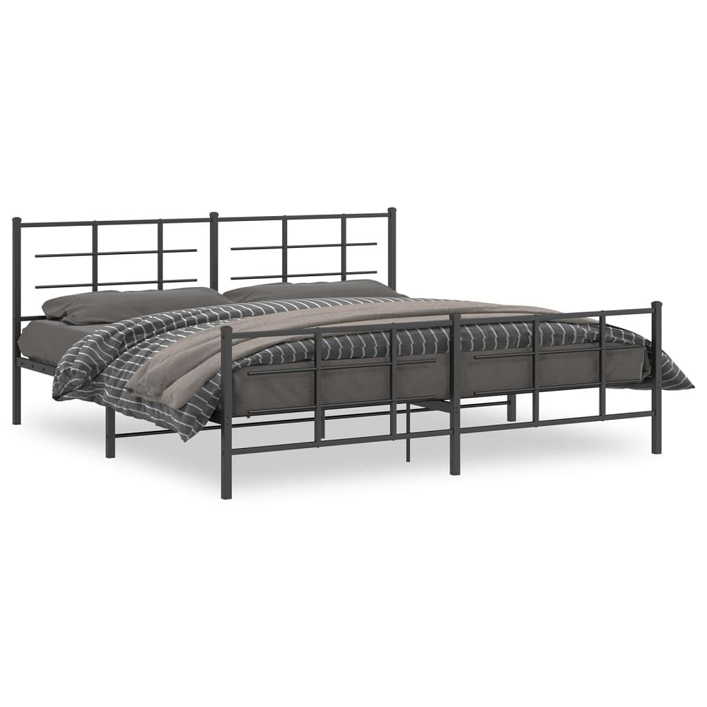Bed frame black steel double bed frame rectangular modern