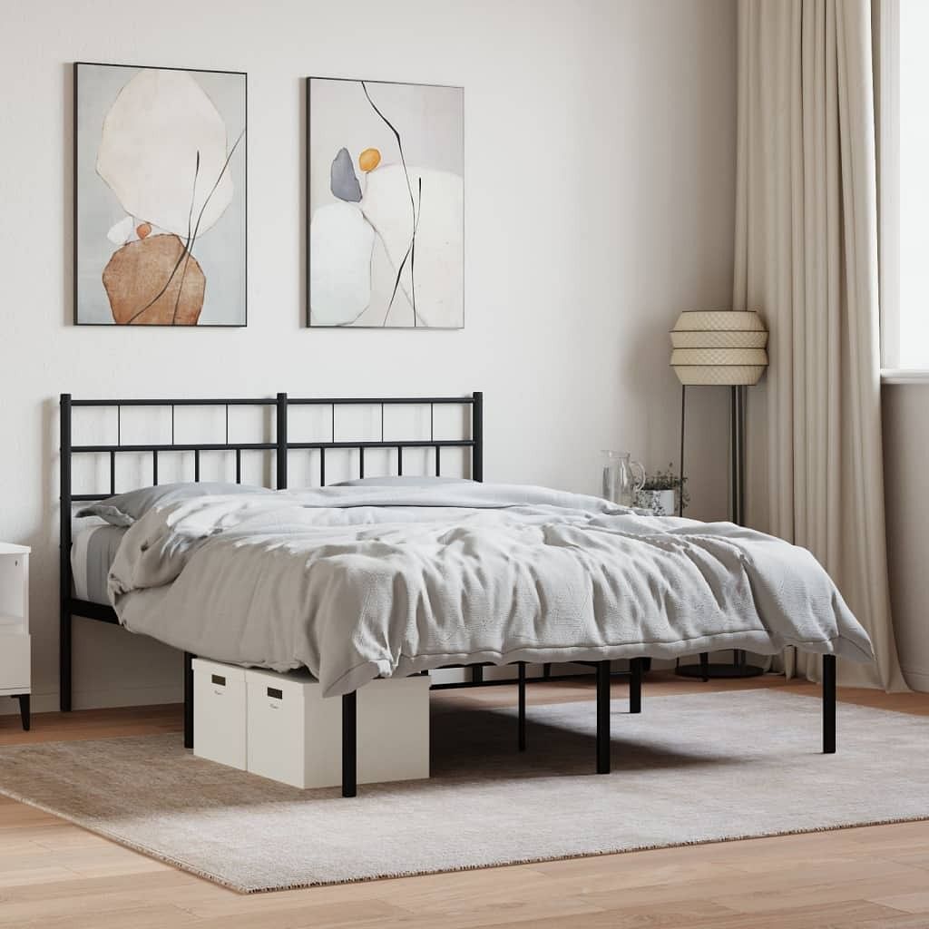 Metal bed frame black powder-coated steel king metal bed frame