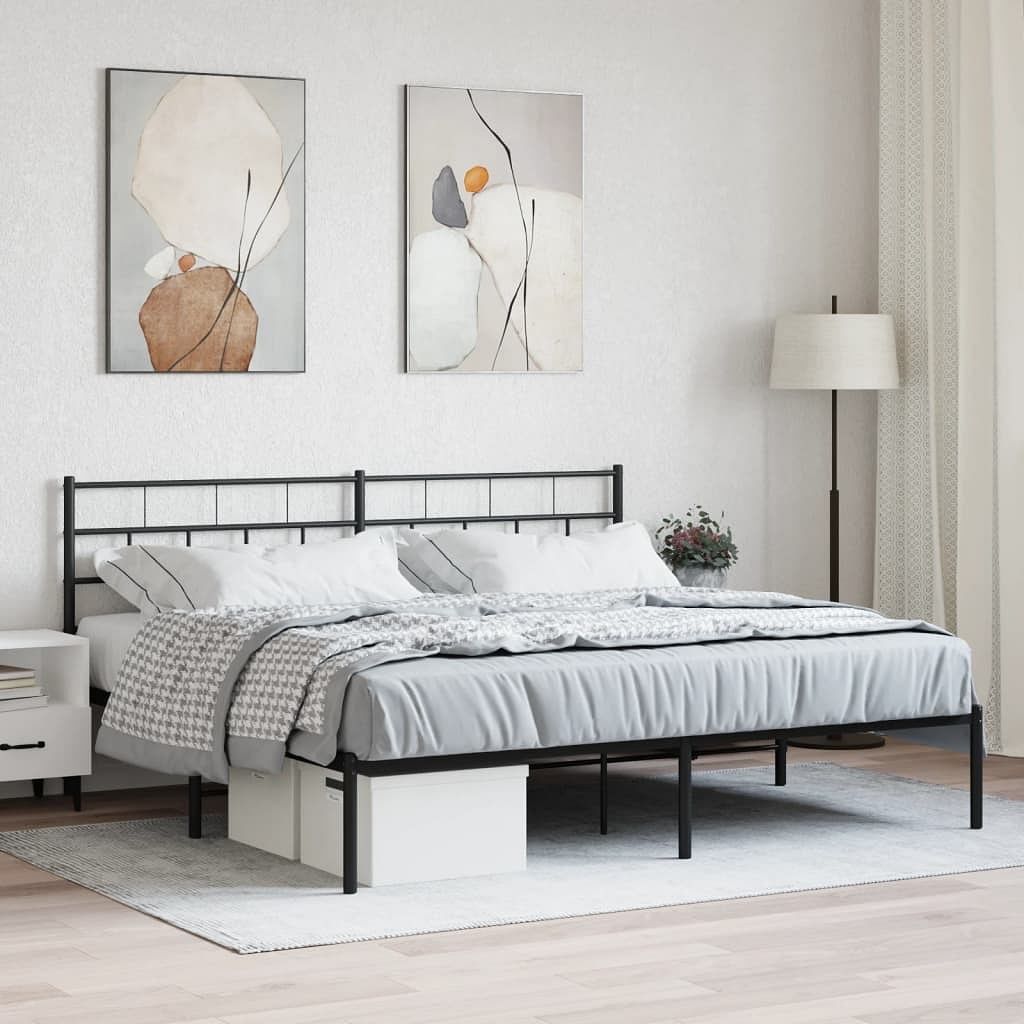 Metal bed frame black powder-coated steel 72x84 in bed frame