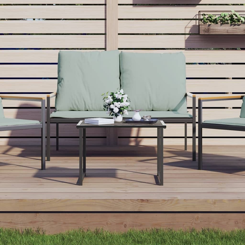 Garden table anthracite powder-coated steel compact modular