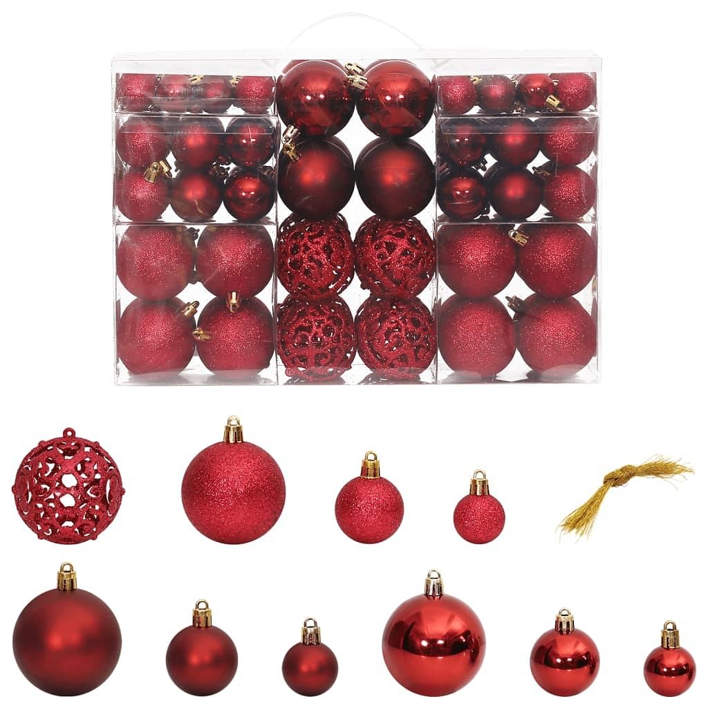 Christmas bauble set of 100 wine red polystyrene small
